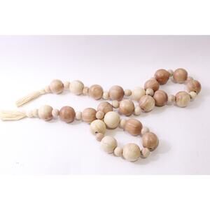 Light Brown, Wooden, Bead Garland, Folk Art, Decor, Accent, Rosary Beads, Home
